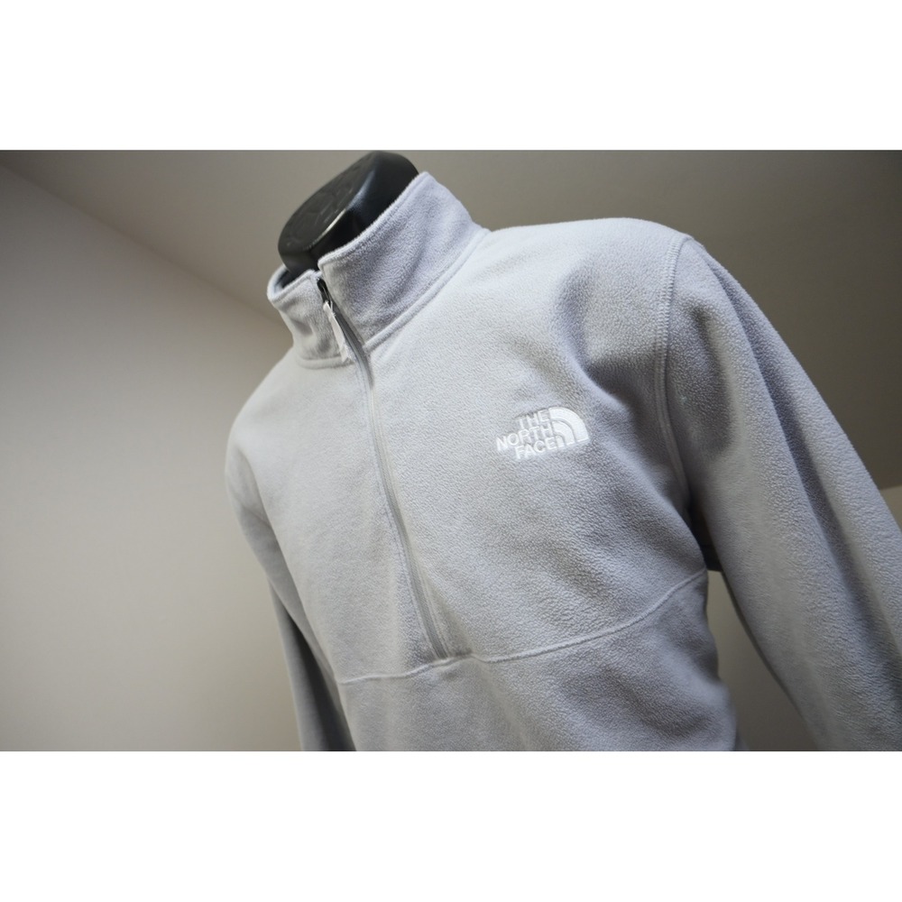 The North Face Fleece Pullover Mens Large Grey Quarter Zip Mock Neck Excellent